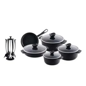 سرویس 16 پارچه گرانیت رنگ مشکی مات کد 4104