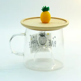 لیوان شیشه ای آناناس با درب بامبوم کد 1168
