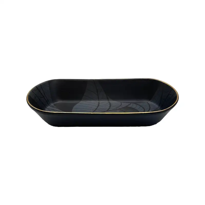 کاسه بیضی سرویس 27 پارچه آچار طوسی مات با لبه طلایی - Image 2