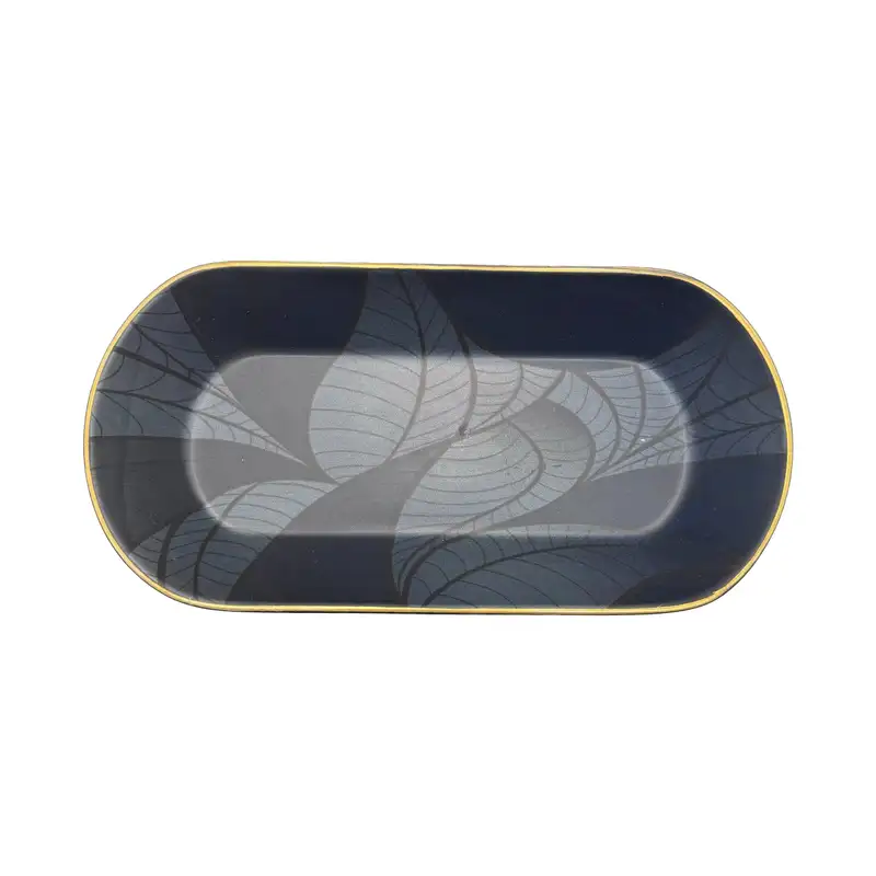 کاسه بیضی سرویس 27 پارچه آچار طوسی مات با لبه طلایی - Image 3