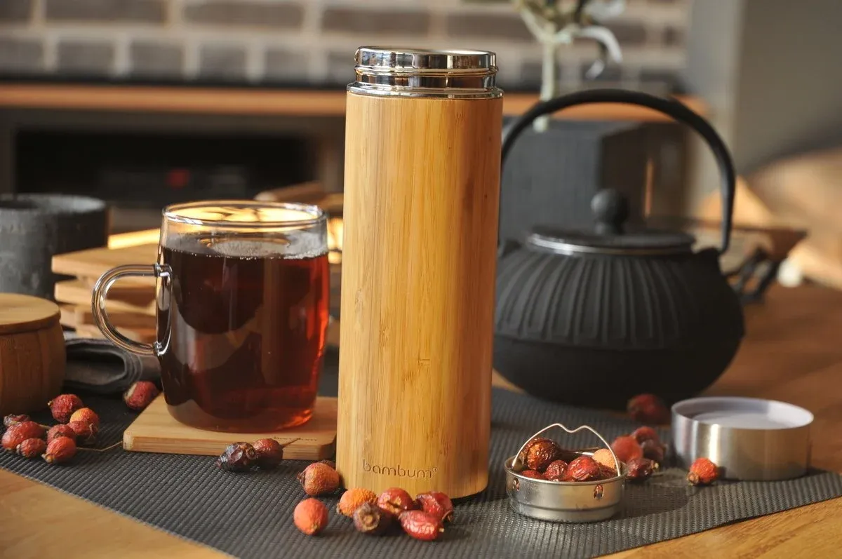 فلاسک بامبو درب استیل نیم لیتری B0041 - Image 3