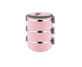 ظرف غذای سه طبقه صورتی T3642