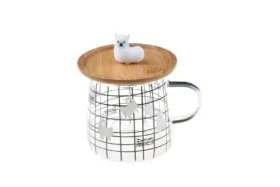 لیوان شیشه ای با درب بامبو B0700