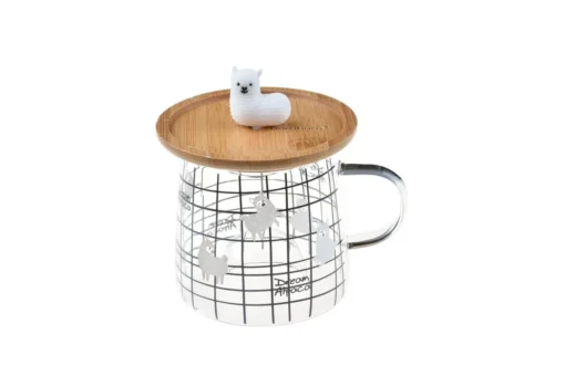 لیوان شیشه ای با درب بامبو B0700