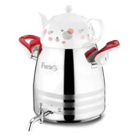 کتری قوری شیردار 6 لیترسه خط دسته قرمز 2082