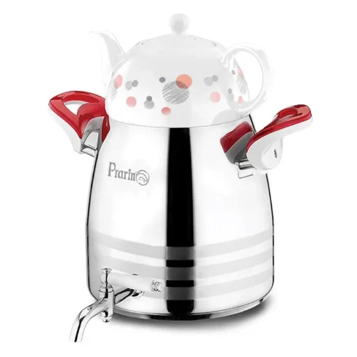 کتری قوری شیردار 6 لیترسه خط دسته قرمز 2082