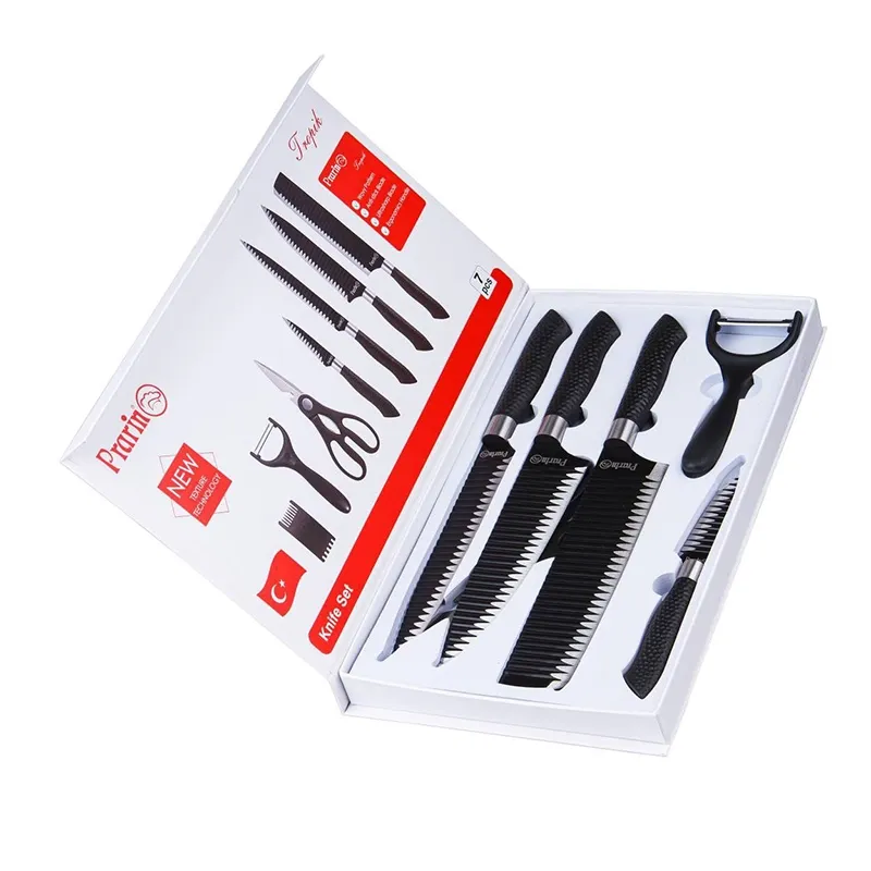 سرویس چاقو 7 پارچه مدل کارلا دسته مشکی کد 8007