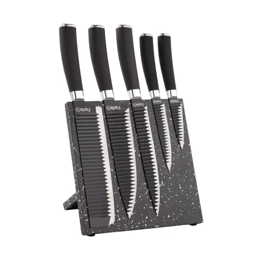 سرویس چاقو 6 پارچه مدل مگنتی گرانیت مشکی کد 8106