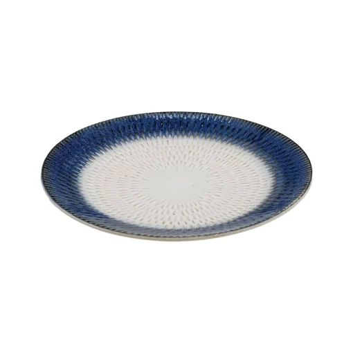 بشقاب پلو خوری آبی سفید خورشیدی