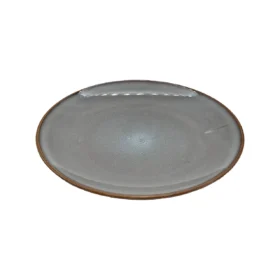 بشقاب پلوخوری داخل طوسی لعابی بیرون مشکی