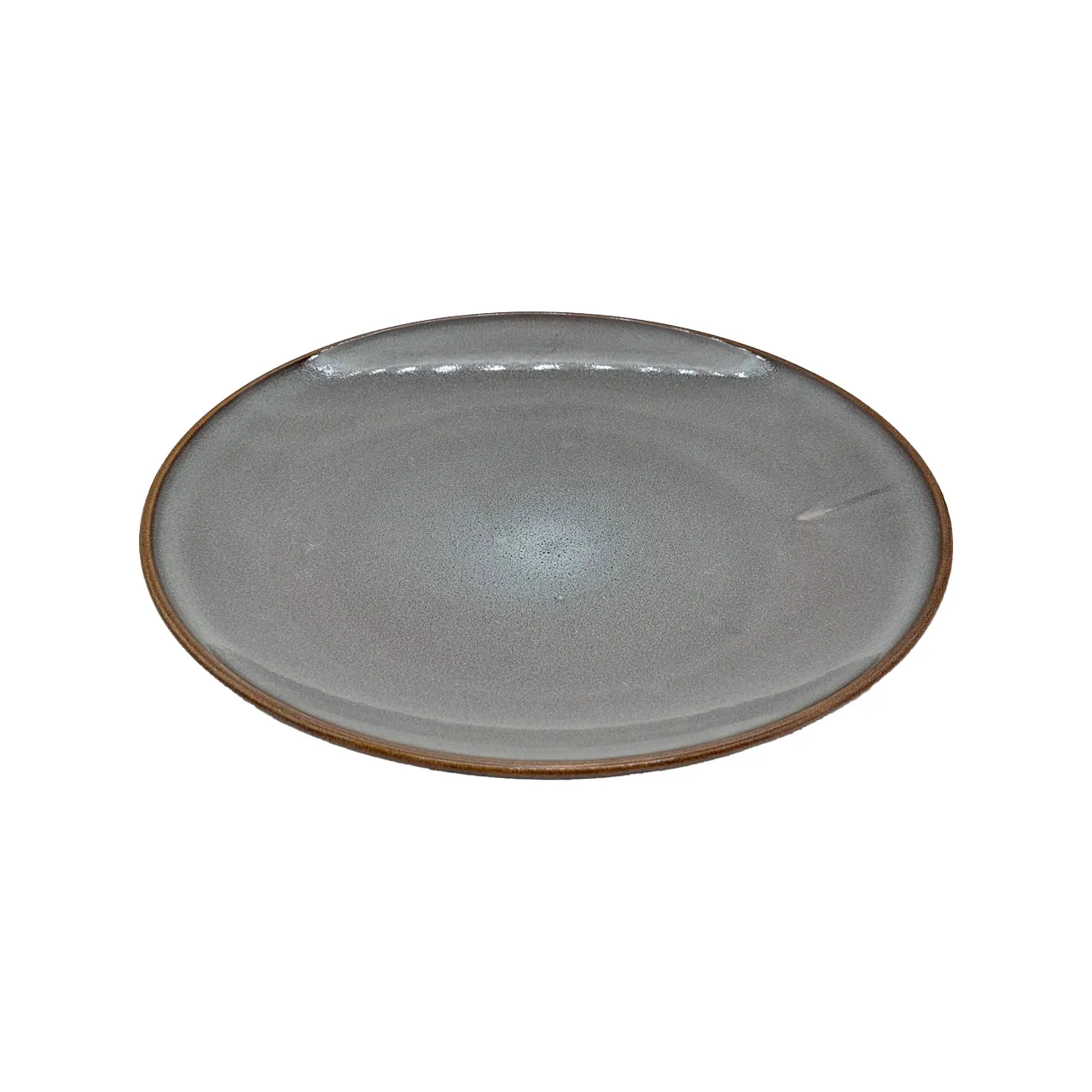 بشقاب پلوخوری داخل طوسی لعابی بیرون مشکی