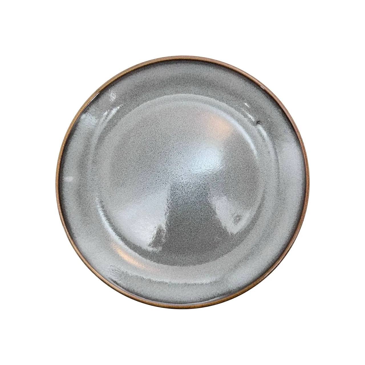 بشقاب پلوخوری داخل طوسی لعابی بیرون مشکی - Image 3