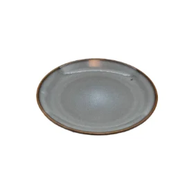 بشقاب دسرخوری داخل طوسی لعابی بیرون مشکی