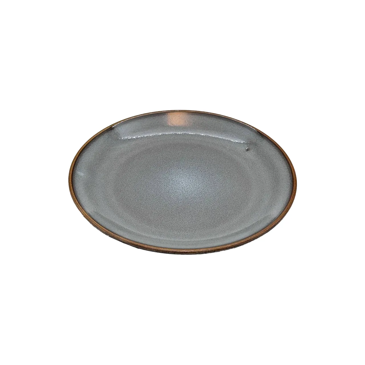 بشقاب دسرخوری داخل طوسی لعابی بیرون مشکی