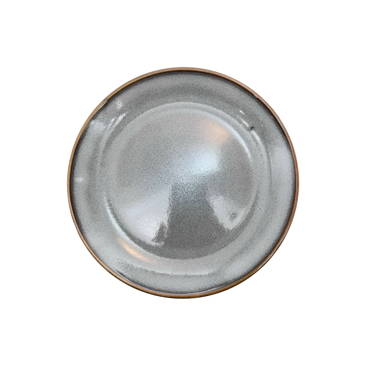 بشقاب دسرخوری داخل طوسی لعابی بیرون مشکی - Image 3