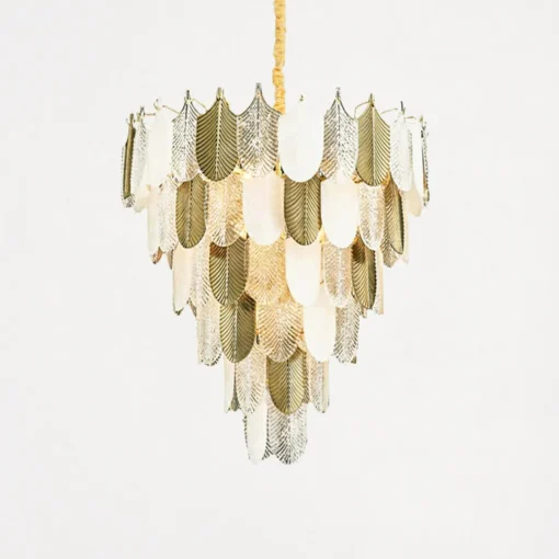 لوستر گرد برگ قطر 90-leaves-طلایی براق-سند+طلایی کد 210