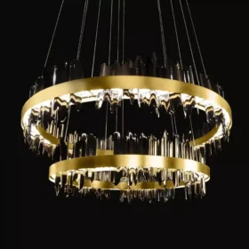 لوستر لاوا دو طبقه 90+70-طلاخش-دودی براق-کد 373