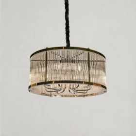 لوستر گرد کریستال لوله ای قطر 60-طلایی براق-شفاف-کد 169