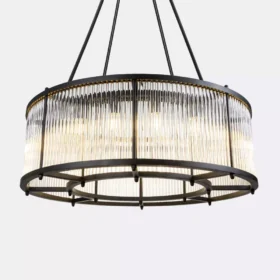 لوستر گرد 2لاین کریستال لوله ای قطر 80-طلایی براق-شفاف-کد 165