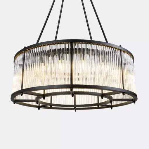 لوستر گرد 2لاین کریستال لوله ای قطر 80-طلایی براق-شفاف-کد 165