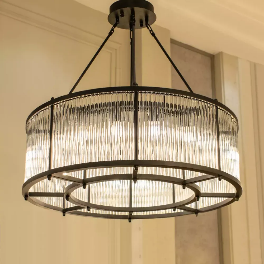 لوستر گرد 2لاین کریستال لوله ای قطر 80-طلایی براق-شفاف-کد 165 - Image 2