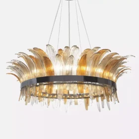 لوستر گرد هیوا قطر 80-دودی خش-سبز و عسلی-کد 411