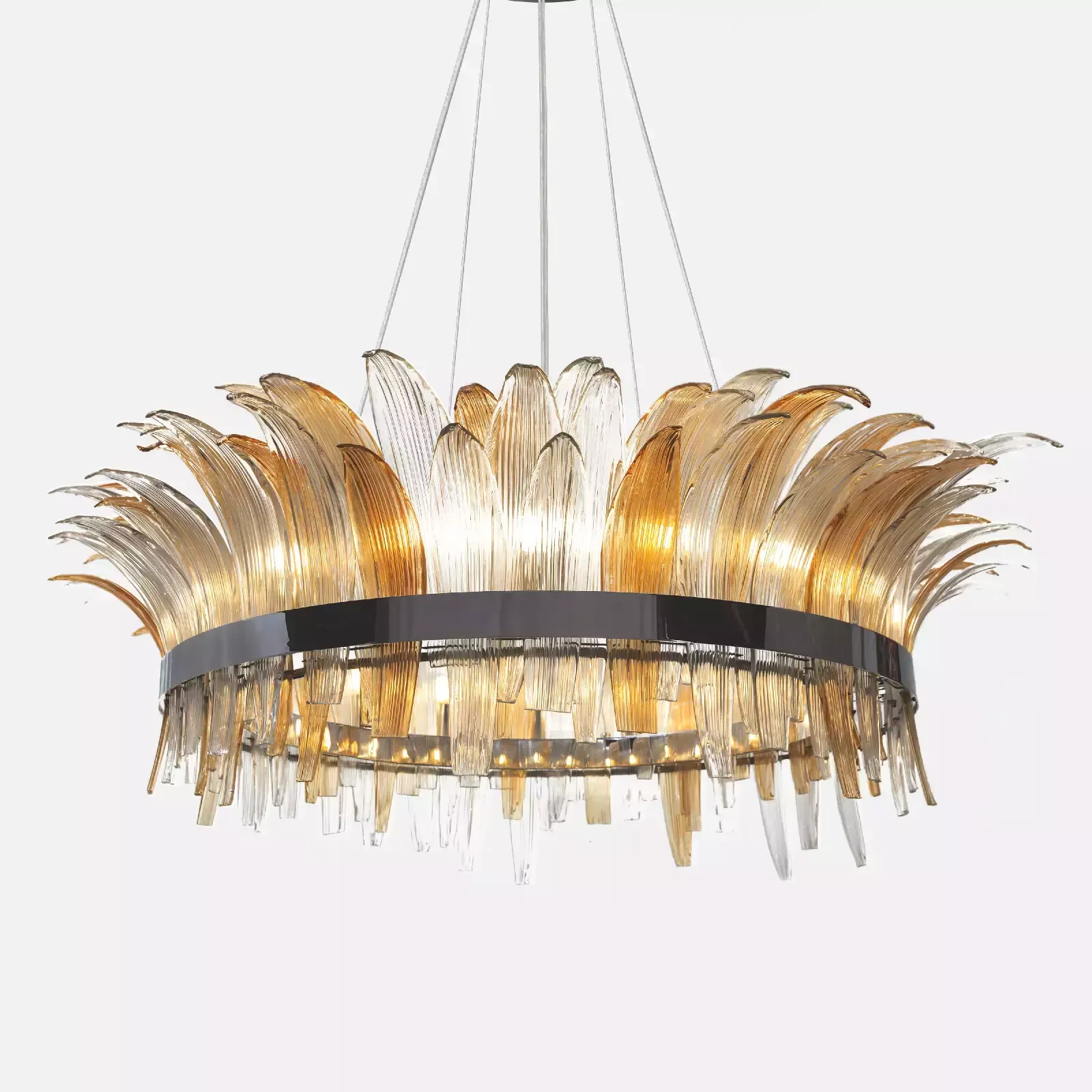 لوستر گرد هیوا قطر 80-دودی خش-سبز و عسلی-کد 411