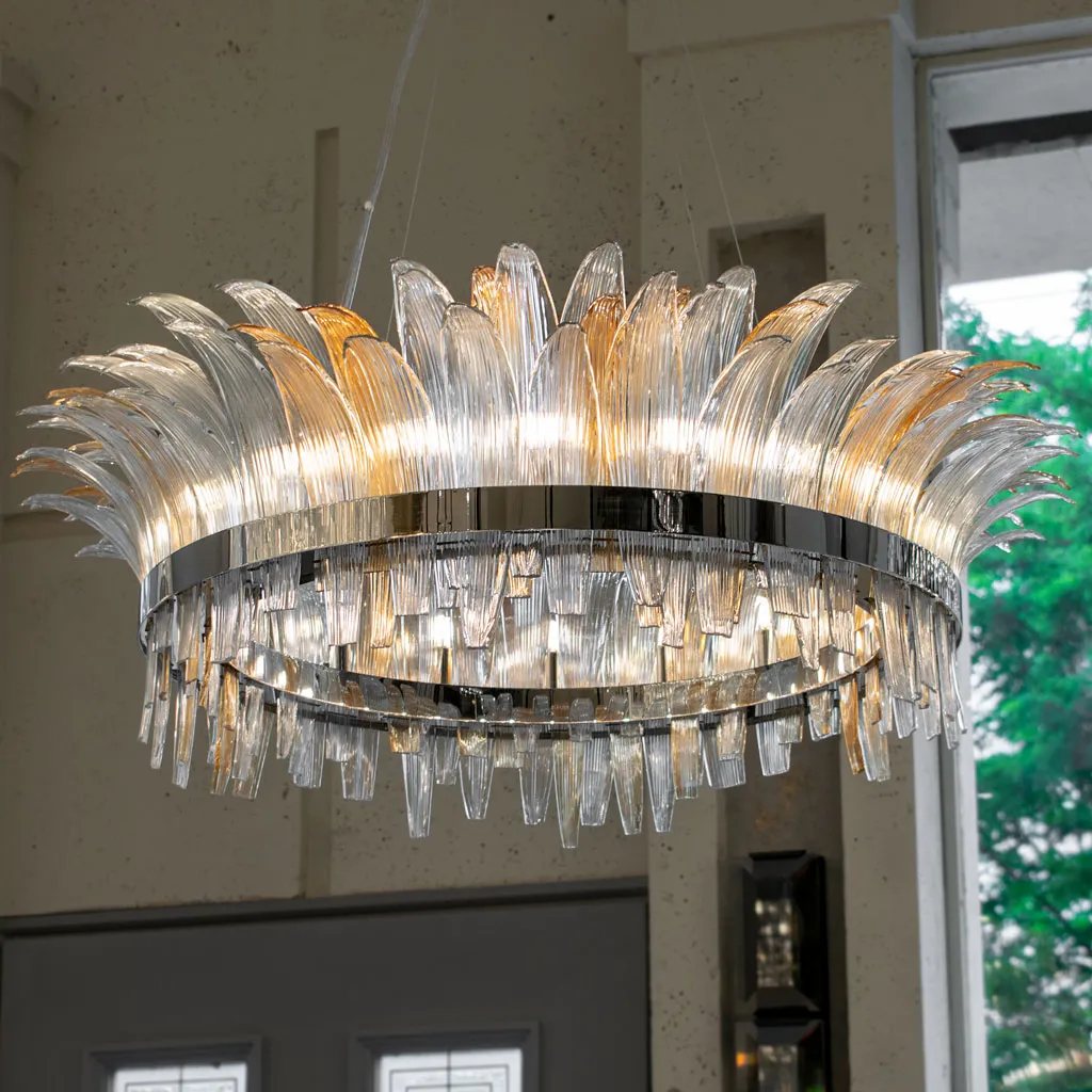 لوستر گرد هیوا قطر 80-دودی خش-سبز و عسلی-کد 411 - Image 4