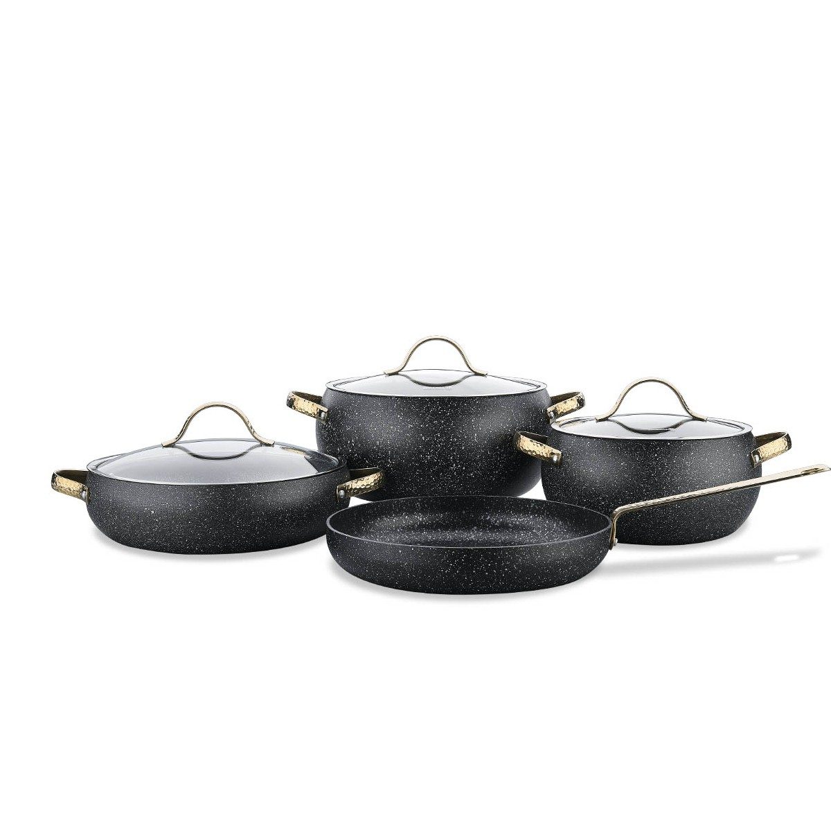 سرویس 7 پارچه غذا پز بریلا (مشکی/طلایی-20+24+26+26-گرانیت) کد 2610