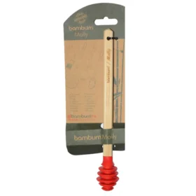 قاشق عسل سیلیکون قرمز دسته بامبوم B3670