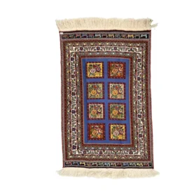 گلیم سوزنی طرح گلفرنگ آبی سایز 125*80 کد 1662