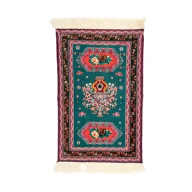 گلیم فرش گلدانی سبز سایز 99*64 کد 1060