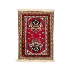 گلیم فرش گلدان قرمز گل برجسته سایز 85*61 کد 1680