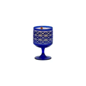 شمع پایه دار شیشه ای آبی کد 10148/13