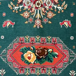 گلیم فرش گلدانی سبز سایز 99*64 کد 1060