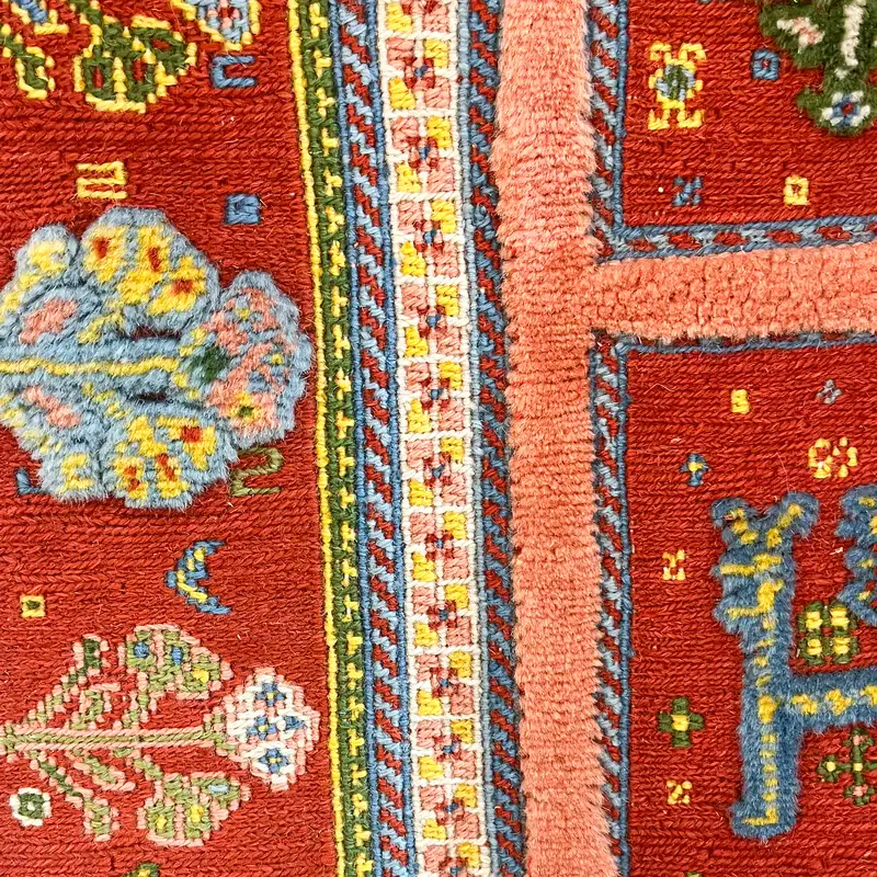 گلیم فرش ذوالانواری رنگ گیاهی دست ریس سایز 121*87 کد B785 - Image 2