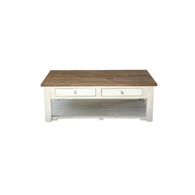 جلومبلی دو کشو مستطیل 80*130 صفحه کاج کف و کشو ها سفید - Image 2