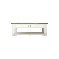 جلومبلی دو کشو مستطیل 80*130 صفحه کاج کف و کشو ها سفید