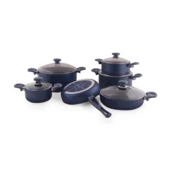 سرویس 11 پارچه قابلمه دارک بلو (آبی نفتی / ساده) کد 0116-6501111