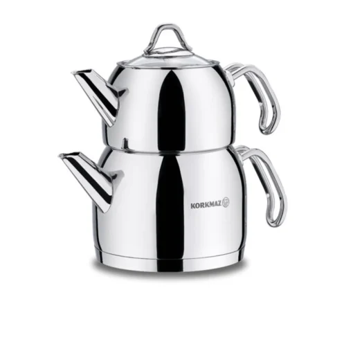 کتری قوری پرویتا کرکماز (1/1 +2 لیتر-چینی و استیل) کد 02-105