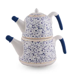 کتری قوری چینی گل آبی (2/0+1/0)