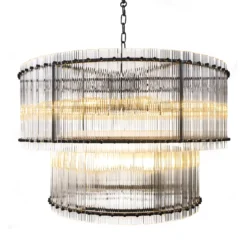 لوستر آویز دو طبقه گرود قطر 30-مشکی-شفاف-کد 133