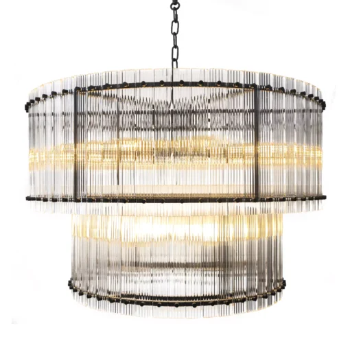 لوستر آویز دو طبقه گرود قطر 30-مشکی-شفاف-کد 133