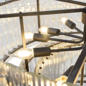 لوستر گرود گرد 60 (دوطبقه) فریم طلایی کریستال شامپاینی (بیسکوییتی) - Image 2