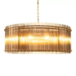 لوستر گرود گرد 60 فریم طلایی کریستال شامپاینی (بیسکوییتی)