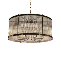 لوستر لوله ای گرد 80*50 (دوطبقه) فریم مشکی کریستال شفاف