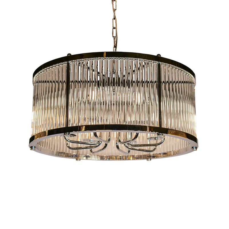 لوستر لوله ای گرد 80*50 (دوطبقه) فریم مشکی کریستال شفاف