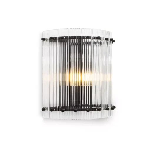 دیوارکوب گرود یک طبقه قطر 25 دوشعله رنگ استاتیک مشکی کریستال شفاف