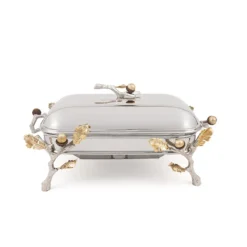 سوفله خوری مستطیل متوسط بلوط شاخه نقره ای ظرف نقره ای کد 3210878