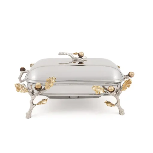 سوفله خوری مستطیل متوسط بلوط شاخه نقره ای ظرف نقره ای کد 3210878